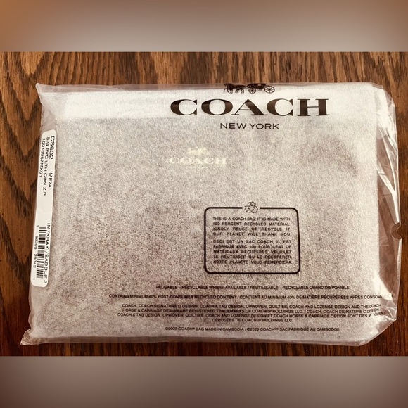 COACH Corner Zip Wristlet Signature Canvas W/ Brown Stripe - NEW W TAGS MSRP $88 - Picture 4 of 5